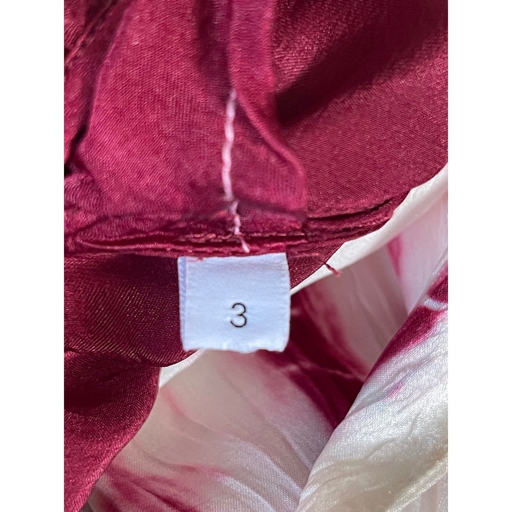 Sandro Silk Tie Dye Ruffle Blouse Womens 3 L Burgundy White Sleeveless Excellent - Picture 5 of 16